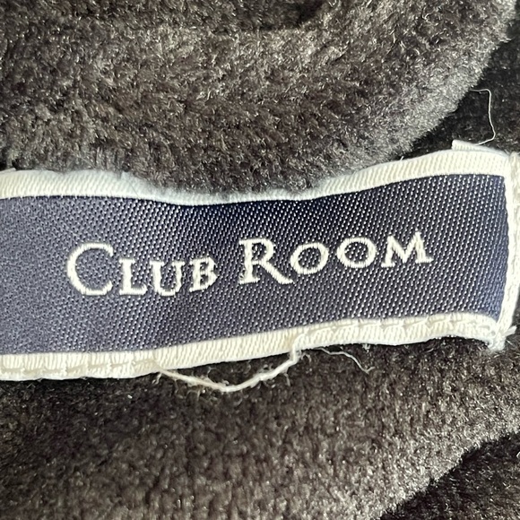 Men’s Club Room Black Plush Shawl Collar Robe w/ Open Front and Self Tie, OS - Picture 7 of 9